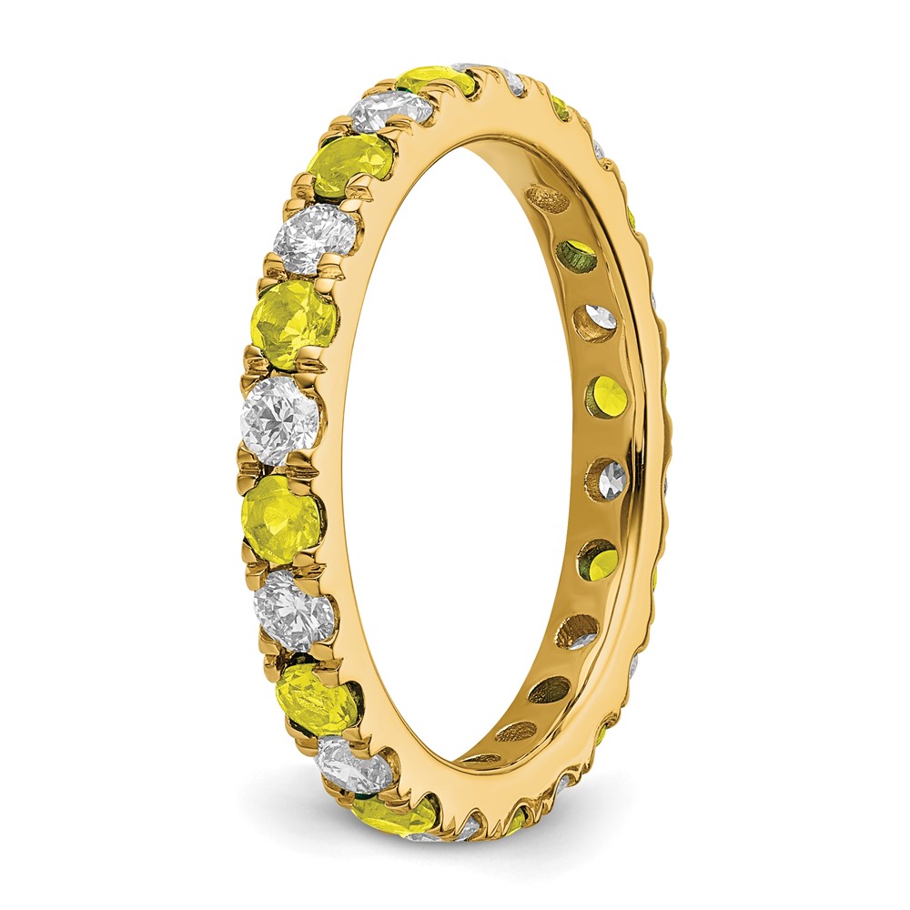 14k 3/4 carat Lab Grown Diamond VS/SI+ G+ and Lab Created Yellow Sapphire Size 7 Eternity Band (ET0048-CYS-070-7YLG)