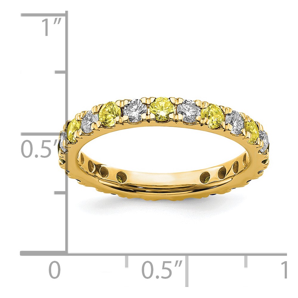14k 3/4 carat Lab Grown Diamond VS/SI+ G+ and Lab Created Yellow Sapphire Size 7 Eternity Band (ET0048-CYS-070-7YLG)
