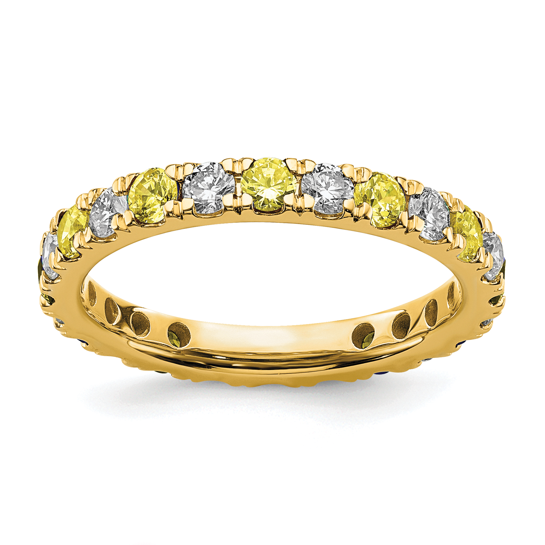 14k 3/4 carat Lab Grown Diamond VS/SI+ G+ and Lab Created Yellow Sapphire Size 7 Eternity Band (ET0048-CYS-070-7YLG)