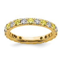 14K Yellow Gold 0.75 Carat Lab Grown Diamond VS SI+ G+ and Lab Created Yellow Sapphire Eternity Band view 1