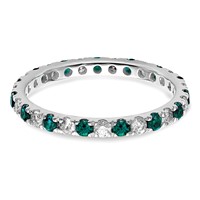 14K White Gold 0.50 Carat Lab Grown Diamond VS SI+ G+ and Lab Created Alexandrite Eternity Band view 3