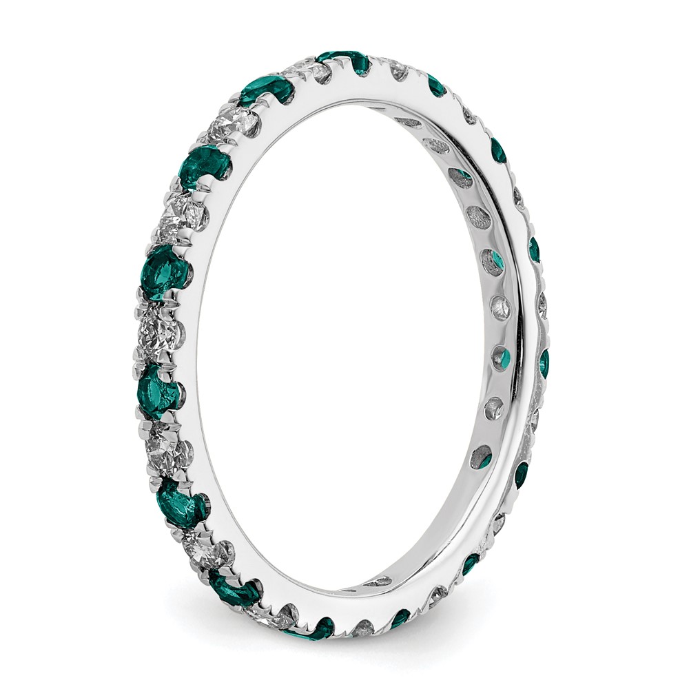 14k White Gold 1/2 carat Lab Grown Diamond VS/SI+ G+ and Lab Created Alexandrite Size 5.5 Eternity Band (ET0049-CAX-050-55WLG)