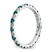 14K White Gold 0.50 Carat Lab Grown Diamond VS SI+ G+ and Lab Created Alexandrite Eternity Band view 4