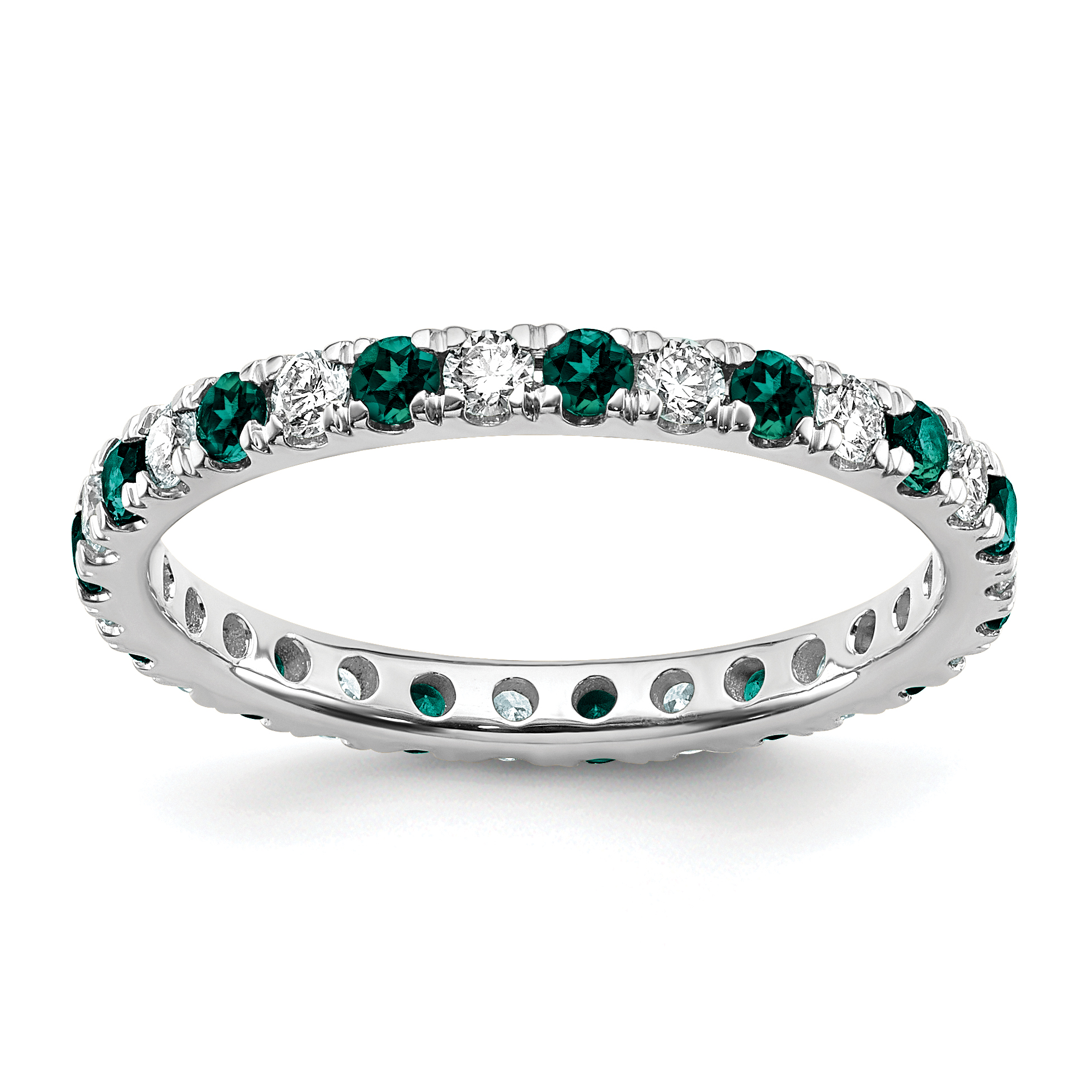 14k White Gold 1/2 carat Lab Grown Diamond VS/SI+ G+ and Lab Created Alexandrite Size 5.5 Eternity Band (ET0049-CAX-050-55WLG)