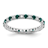 14K White Gold 0.50 Carat Lab Grown Diamond VS SI+ G+ and Lab Created Alexandrite Eternity Band view 1