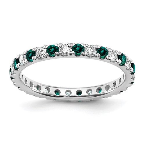 14k White Gold 1/2 carat Lab Grown Diamond VS/SI+ G+ and Lab Created Alexandrite Size 9 Eternity Band