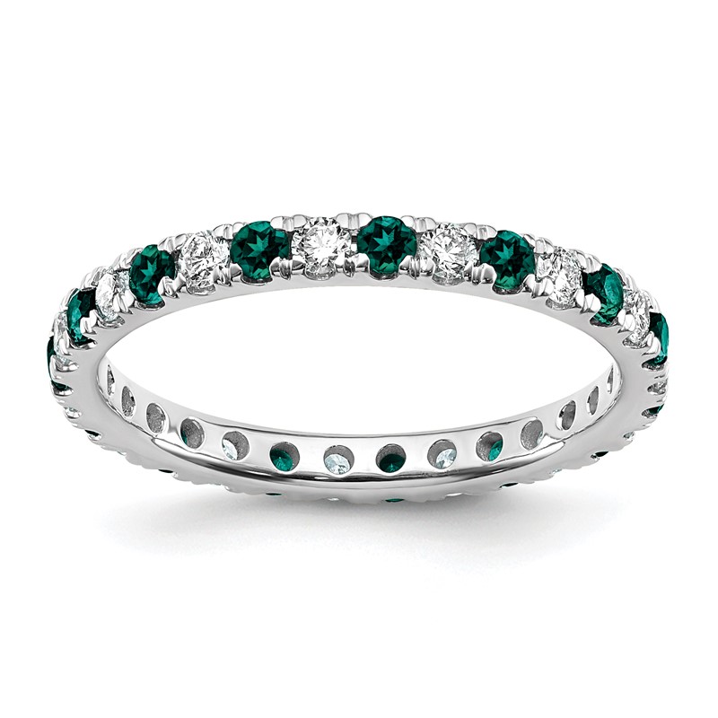 14k White Gold 1/2 carat Lab Grown Diamond VS/SI+ G+ and Lab Created Alexandrite Size 7.5 Eternity Band
