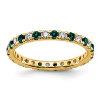 14K Yellow Gold 0.38 Carat Lab Grown Diamond VS SI+ G+ and Lab Created Alexandrite Eternity Band view 1
