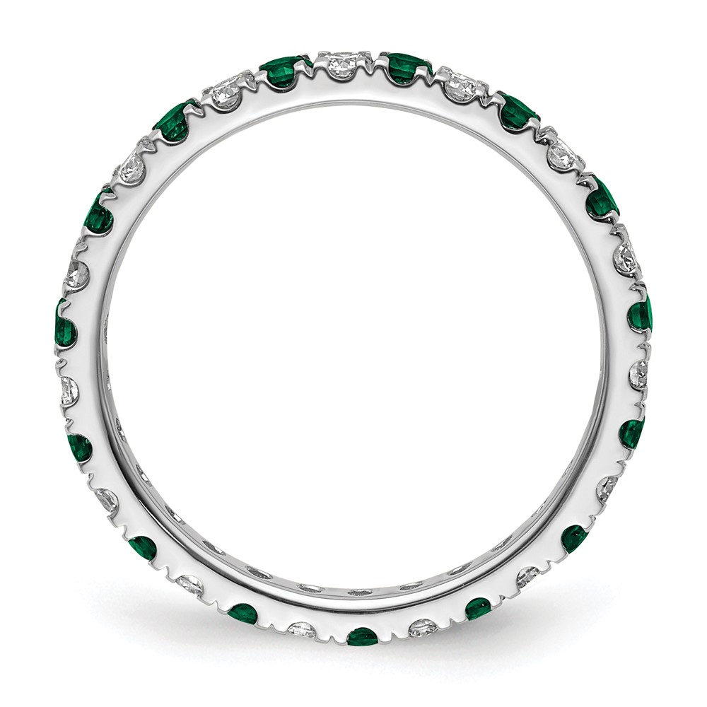 14k White Gold 3/8 carat Lab Grown Diamond VS/SI+ G+ and Lab Created Emerald Size 4 Eternity Band (ET0049-CEM-050-4WLG)