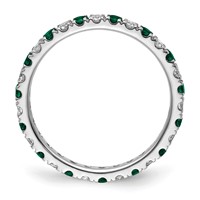 14K White Gold 0.50 Carat Lab Grown Diamond VS SI+ G+ and Lab Created Emerald Eternity Band view 2