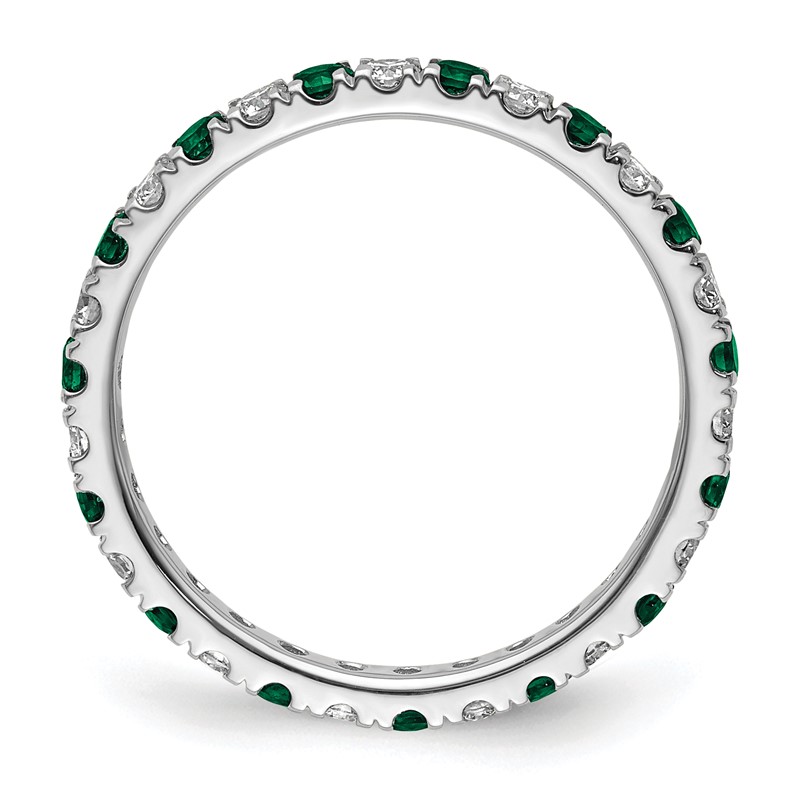 14k White Gold 1/2 carat Lab Grown Diamond VS/SI+ G+ and Lab Created Emerald Size 9 Eternity Band