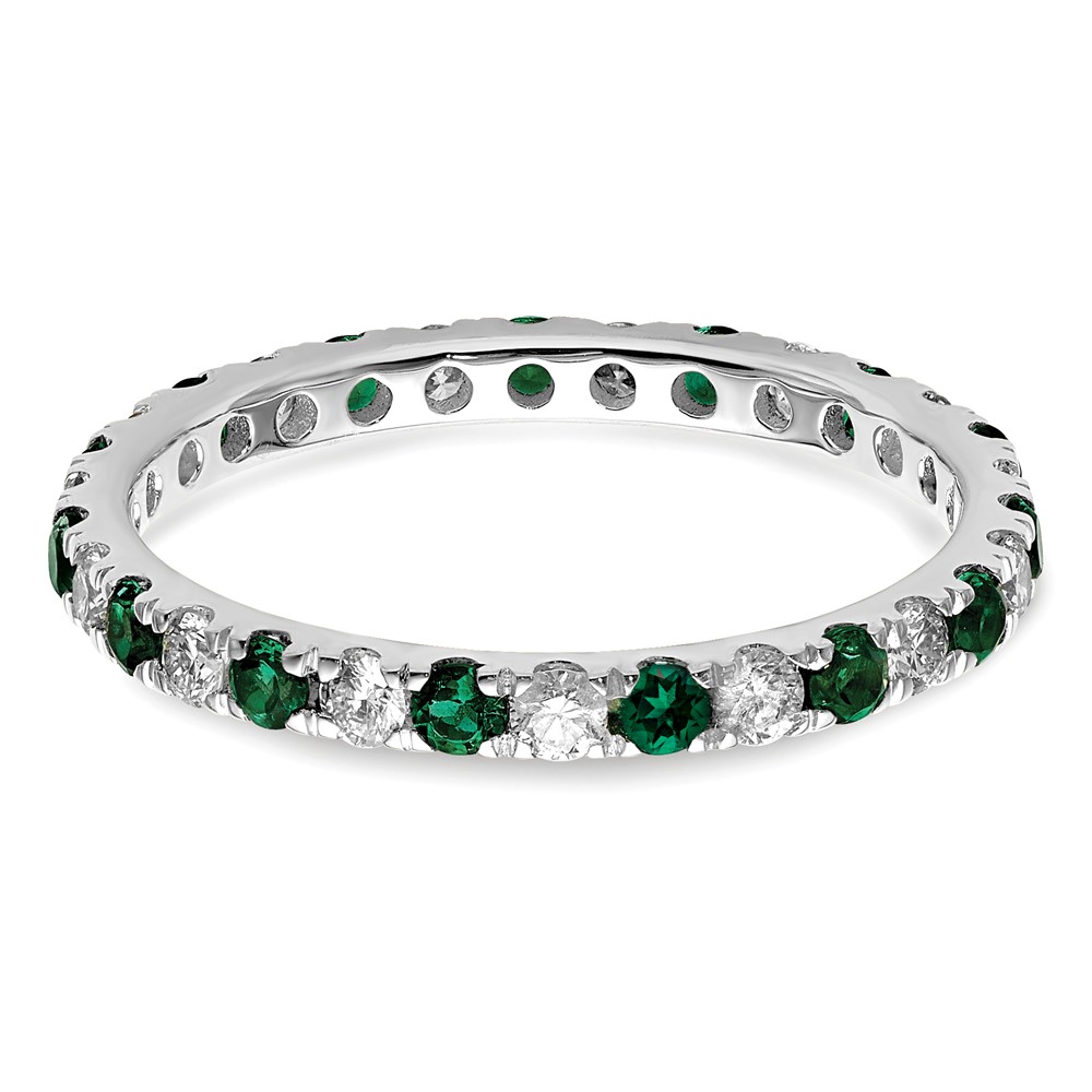 14k White Gold 3/8 carat Lab Grown Diamond VS/SI+ G+ and Lab Created Emerald Size 4 Eternity Band (ET0049-CEM-050-4WLG)