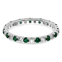 14K White Gold 0.50 Carat Lab Grown Diamond VS SI+ G+ and Lab Created Emerald Eternity Band view 3