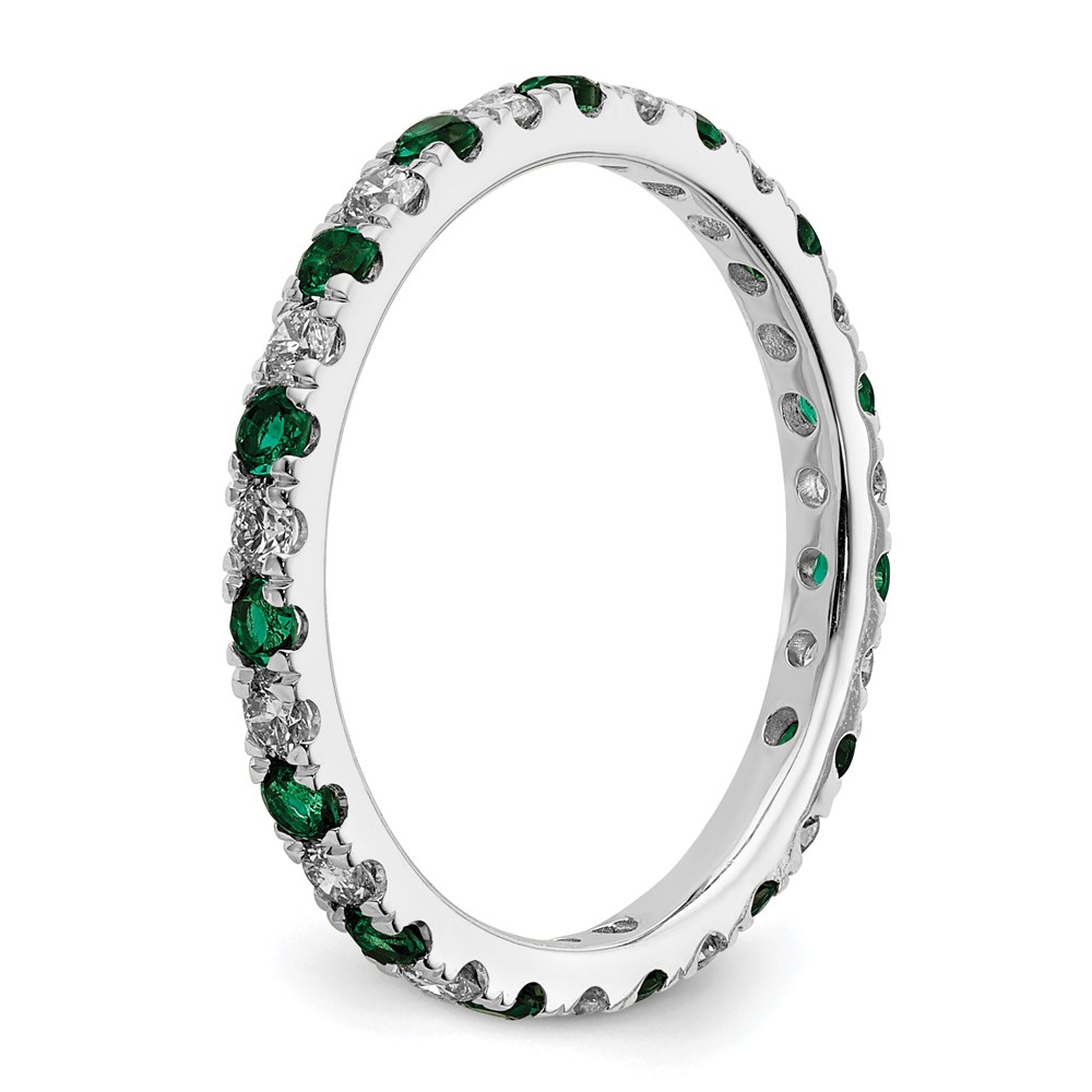 14k White Gold 3/8 carat Lab Grown Diamond VS/SI+ G+ and Lab Created Emerald Size 4 Eternity Band (ET0049-CEM-050-4WLG)