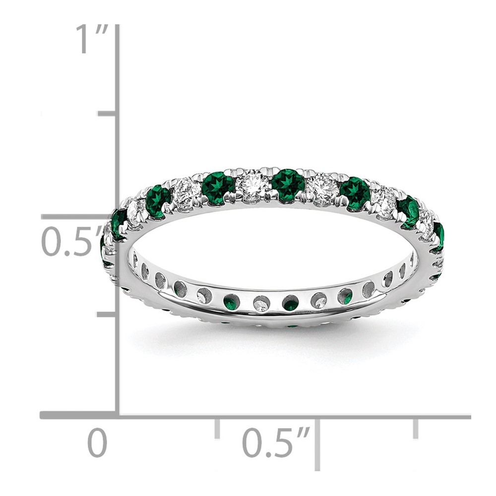 14k White Gold 3/8 carat Lab Grown Diamond VS/SI+ G+ and Lab Created Emerald Size 4 Eternity Band (ET0049-CEM-050-4WLG)