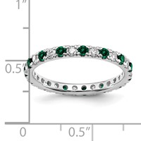 14K White Gold 0.50 Carat Lab Grown Diamond VS SI+ G+ and Lab Created Emerald Eternity Band view 5