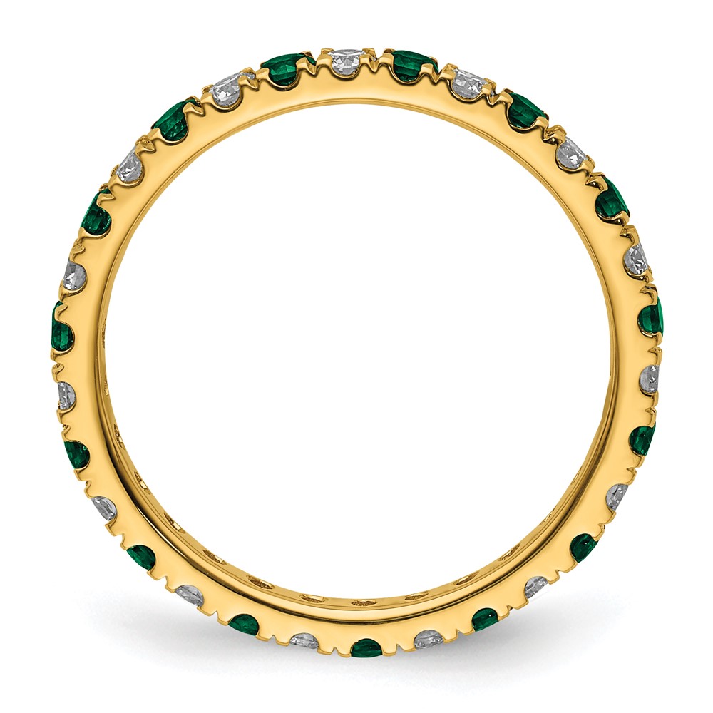 14k 1/2 carat Lab Grown Diamond VS/SI+ G+ and Lab Created Emerald Size 7 Eternity Band (ET0049-CEM-050-7YLG)