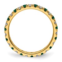 14K Yellow Gold 0.50 Carat Lab Grown Diamond VS SI+ G+ and Lab Created Emerald Eternity Band view 2