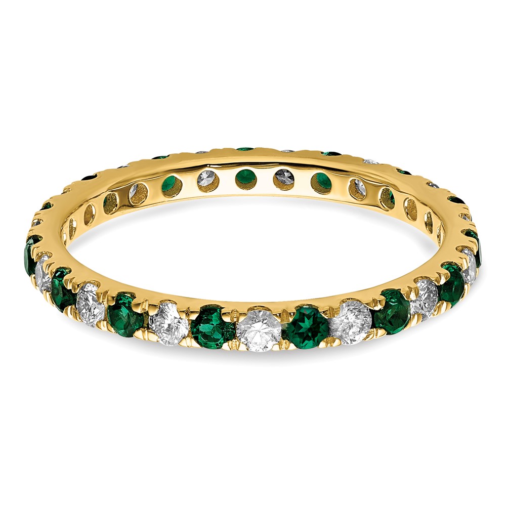 14k 1/2 carat Lab Grown Diamond VS/SI+ G+ and Lab Created Emerald Size 7 Eternity Band (ET0049-CEM-050-7YLG)