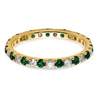14K Yellow Gold 0.50 Carat Lab Grown Diamond VS SI+ G+ and Lab Created Emerald Eternity Band view 3