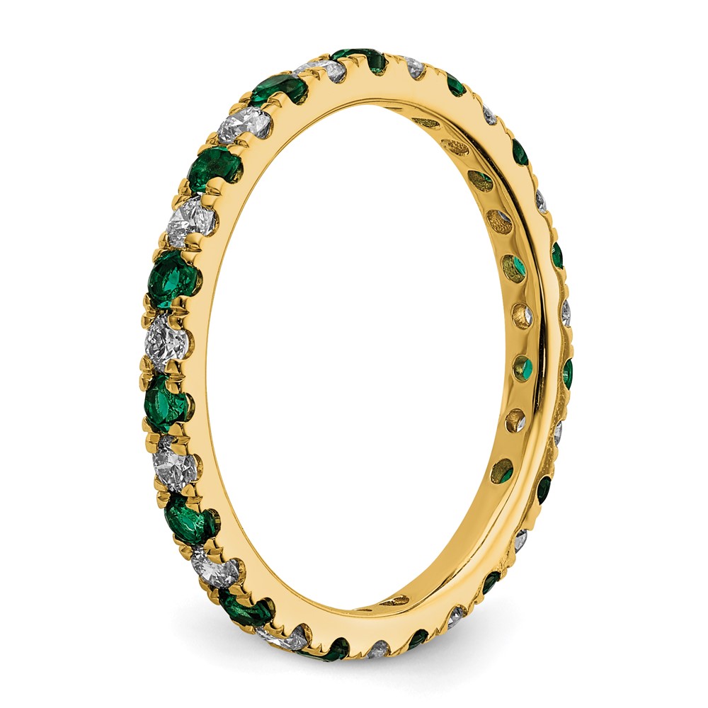 14k 1/2 carat Lab Grown Diamond VS/SI+ G+ and Lab Created Emerald Size 7 Eternity Band (ET0049-CEM-050-7YLG)
