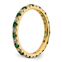 14K Yellow Gold 0.50 Carat Lab Grown Diamond VS SI+ G+ and Lab Created Emerald Eternity Band view 4