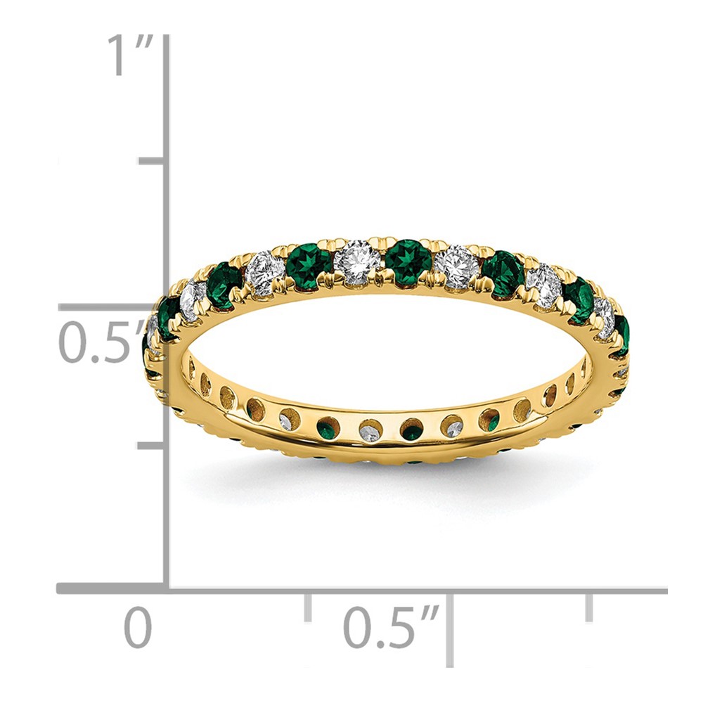 14k 1/2 carat Lab Grown Diamond VS/SI+ G+ and Lab Created Emerald Size 7 Eternity Band (ET0049-CEM-050-7YLG)
