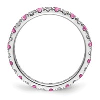 14K White Gold 0.50 Carat Lab Grown Diamond VS SI+ G+ and Lab Created Pink Sapphire Eternity Band view 2