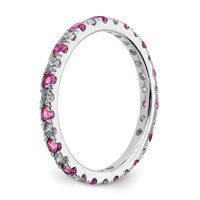 14K White Gold 0.50 Carat Lab Grown Diamond VS SI+ G+ and Lab Created Pink Sapphire Eternity Band view 4