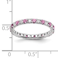 14K White Gold 0.50 Carat Lab Grown Diamond VS SI+ G+ and Lab Created Pink Sapphire Eternity Band view 5