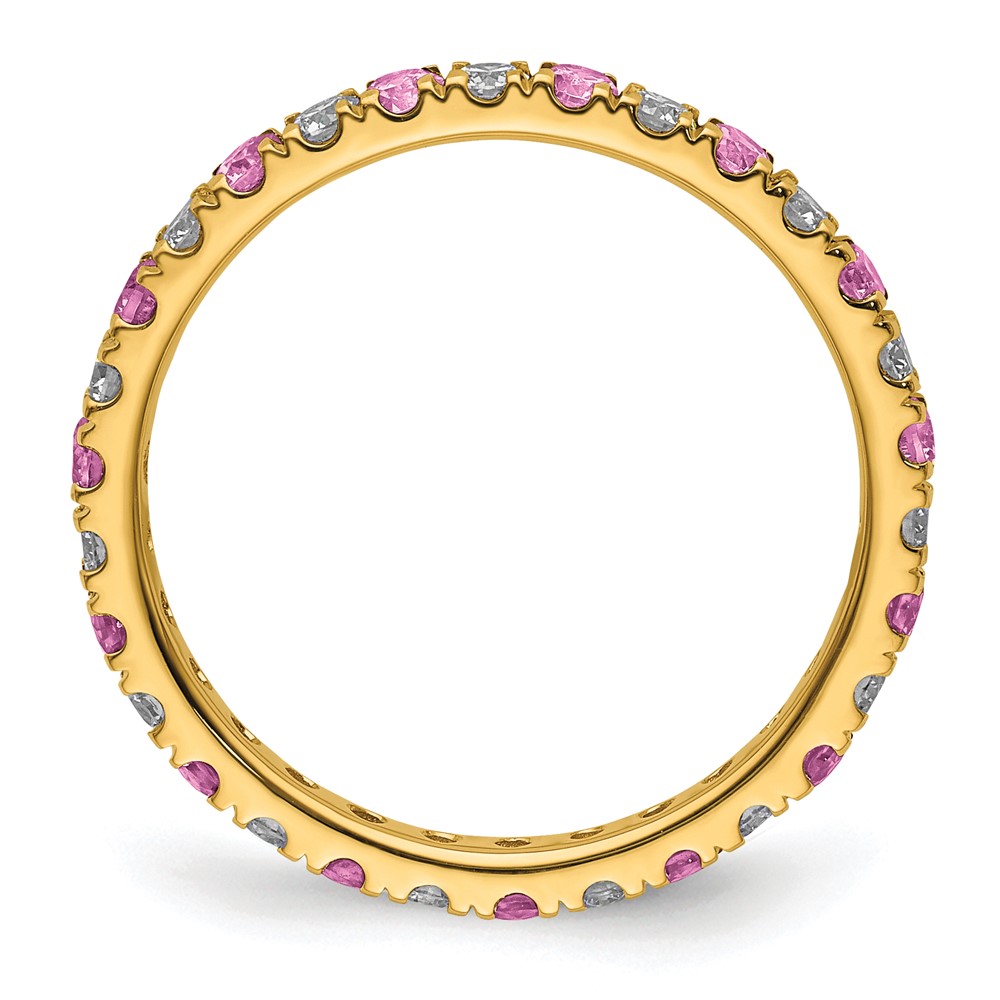 14k 1/2 carat Lab Grown Diamond VS/SI+ G+ and Lab Created Pink Sapphire Size 6 Eternity Band (ET0049-CPS-050-6YLG)
