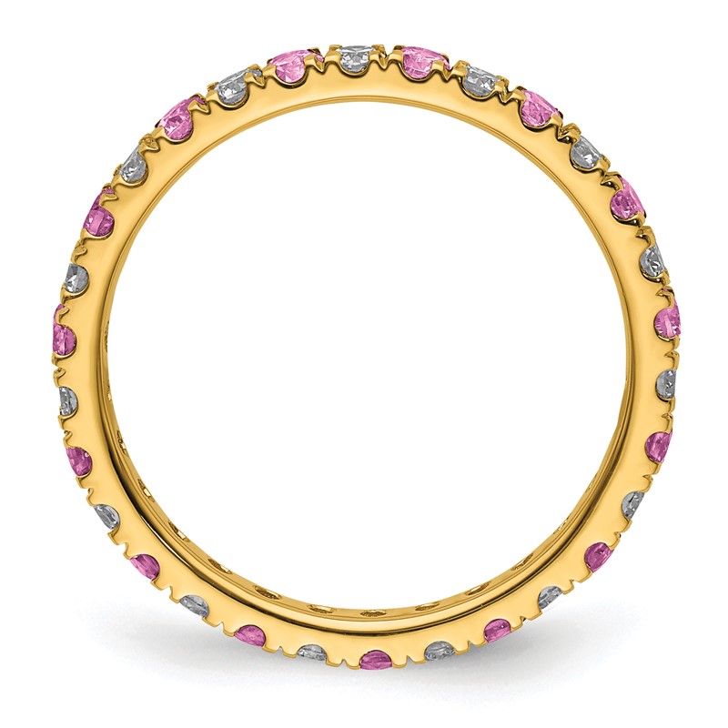 14k 1/2 carat Lab Grown Diamond VS/SI+ G+ and Lab Created Pink Sapphire Size 7.5 Eternity Band