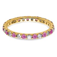 14K Yellow Gold 0.50 Carat Lab Grown Diamond VS SI+ G+ and Lab Created Pink Sapphire Eternity Band view 3