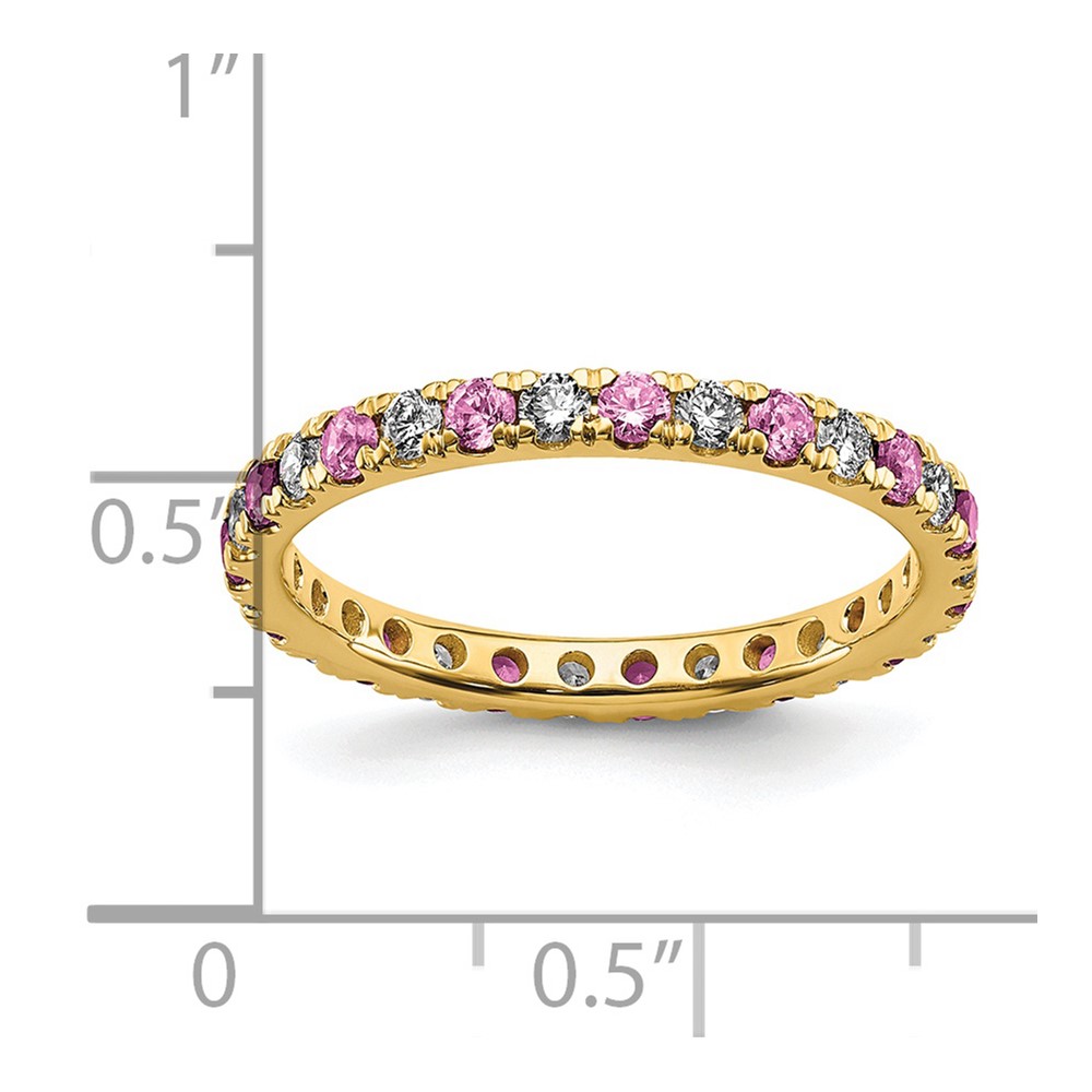 14k 1/2 carat Lab Grown Diamond VS/SI+ G+ and Lab Created Pink Sapphire Size 6 Eternity Band (ET0049-CPS-050-6YLG)