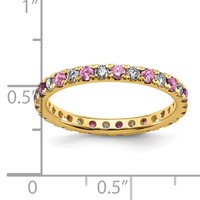 14K Yellow Gold 0.50 Carat Lab Grown Diamond VS SI+ G+ and Lab Created Pink Sapphire Eternity Band view 5