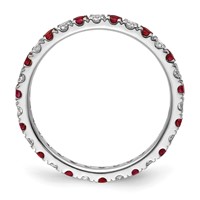 14K White Gold 0.38 Carat Lab Grown Diamond VS SI+ G+ and Lab Created Ruby Eternity Band view 2