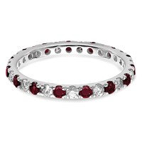14K White Gold 0.38 Carat Lab Grown Diamond VS SI+ G+ and Lab Created Ruby Eternity Band view 4
