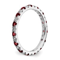 14K White Gold 0.38 Carat Lab Grown Diamond VS SI+ G+ and Lab Created Ruby Eternity Band view 5