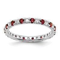 14K White Gold 0.38 Carat Lab Grown Diamond VS SI+ G+ and Lab Created Ruby Eternity Band view 1