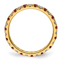 14K Yellow Gold 0.50 Carat Lab Grown Diamond VS SI+ G+ and Lab Created Ruby Eternity Band view 2