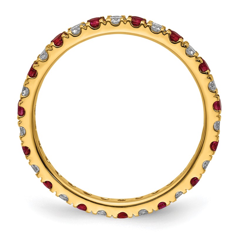 14k 1/2 carat Lab Grown Diamond VS/SI+ G+ and Lab Created Ruby Size 7.5 Eternity Band