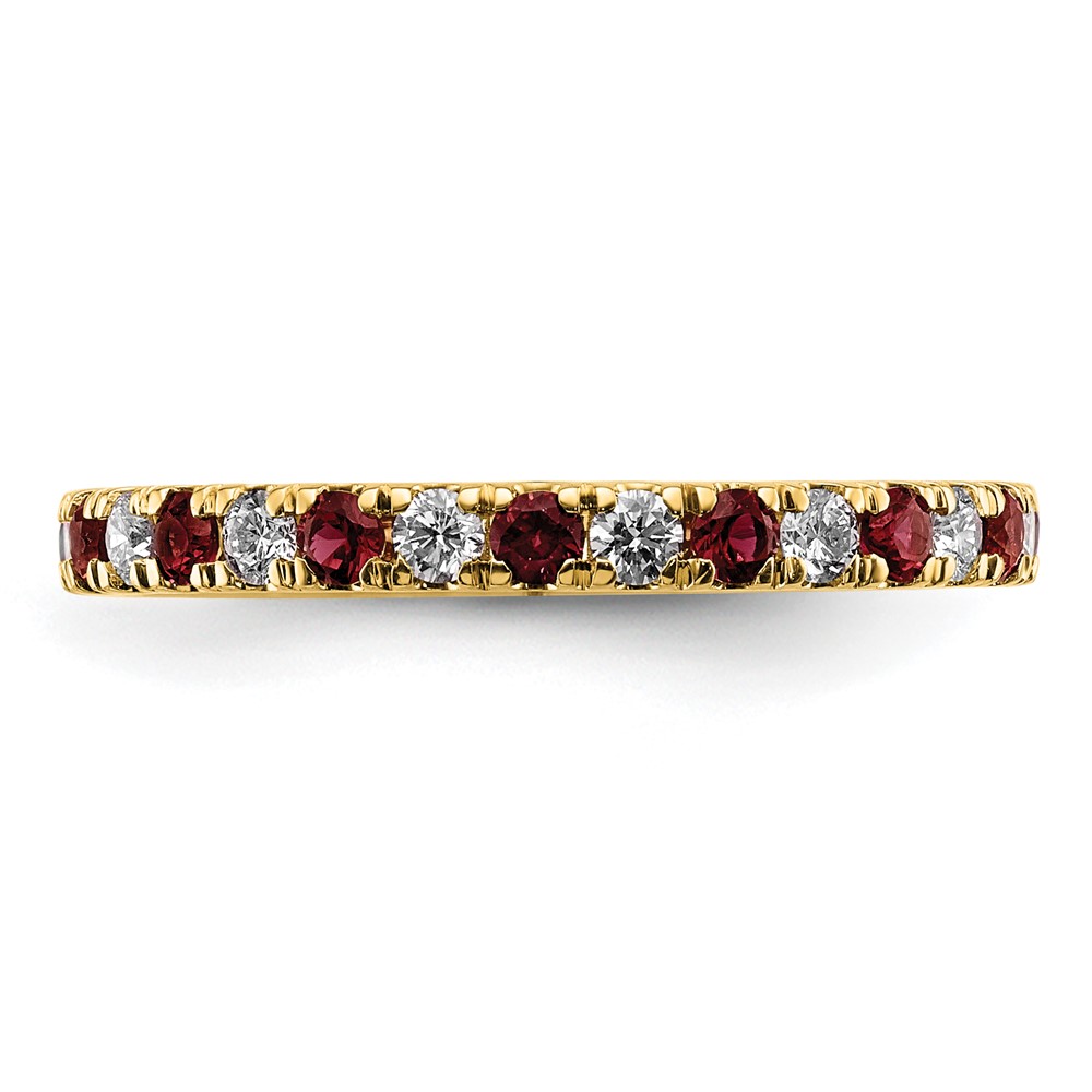 14k 1/2 carat Lab Grown Diamond VS/SI+ G+ and Lab Created Ruby Size 6.5 Eternity Band (ET0049-CRU-050-65YLG)