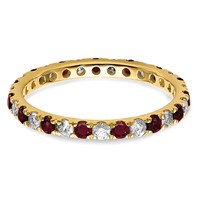 14K Yellow Gold 0.50 Carat Lab Grown Diamond VS SI+ G+ and Lab Created Ruby Eternity Band view 4