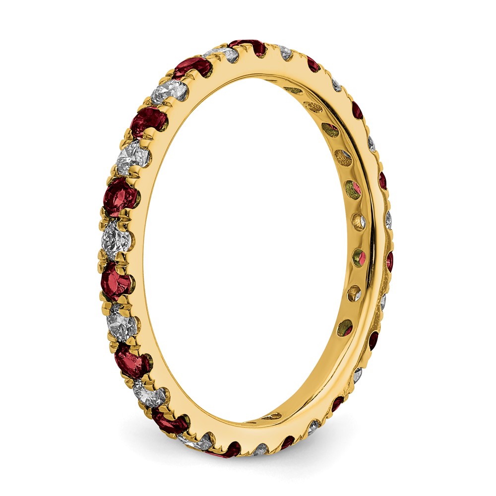 14k 1/2 carat Lab Grown Diamond VS/SI+ G+ and Lab Created Ruby Size 6.5 Eternity Band (ET0049-CRU-050-65YLG)