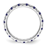 14K White Gold 0.50 Carat Lab Grown Diamond VS SI+ G+ and Lab Created Blue Sapphire Eternity Band view 2