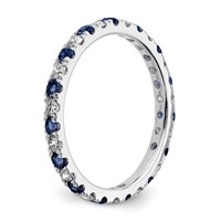 14K White Gold 0.50 Carat Lab Grown Diamond VS SI+ G+ and Lab Created Blue Sapphire Eternity Band view 4