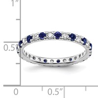 14K White Gold 0.50 Carat Lab Grown Diamond VS SI+ G+ and Lab Created Blue Sapphire Eternity Band view 5