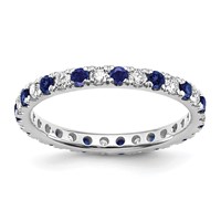 14K White Gold 0.50 Carat Lab Grown Diamond VS SI+ G+ and Lab Created Blue Sapphire Eternity Band view 1