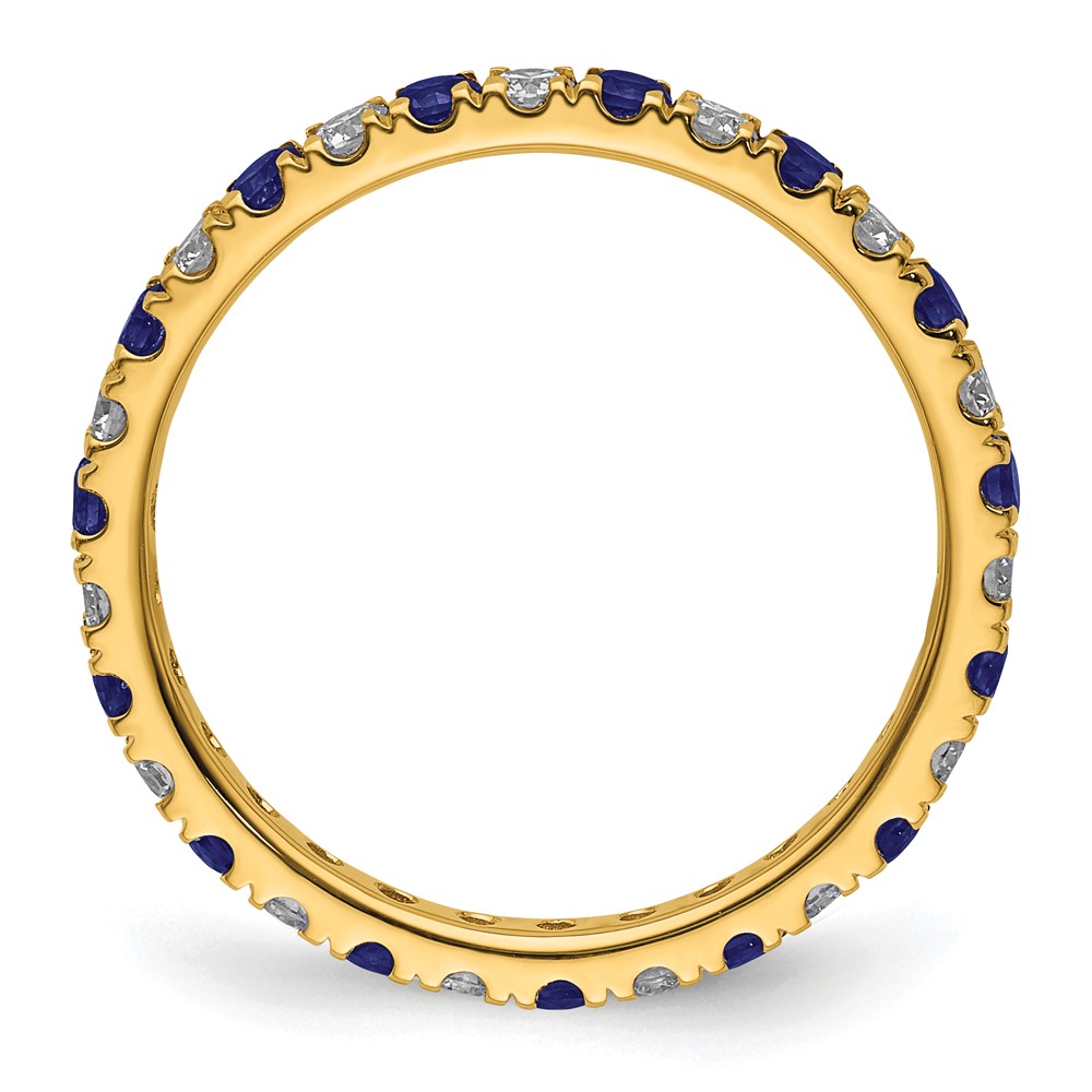 14k 1/2 carat Lab Grown Diamond VS/SI+ G+ and Lab Created Blue Sapphire Size 6.5 Eternity Band (ET0049-CSA-050-65YLG)
