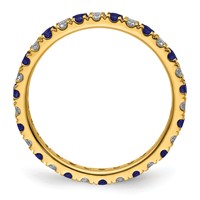14K Yellow Gold 0.38 Carat Lab Grown Diamond VS SI+ G+ and Lab Created Blue Sapphire Eternity Band view 2